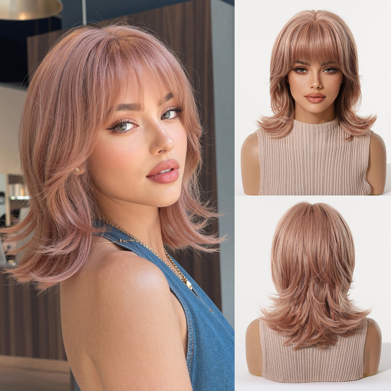 Wig Fiber Net - Женский парик с челкой, завиток «волчий