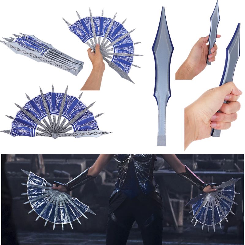 Cosplay Prop Blueprints - Аниме-косплей Китаны: синий веер-реквизит MK, 3D-печатный
