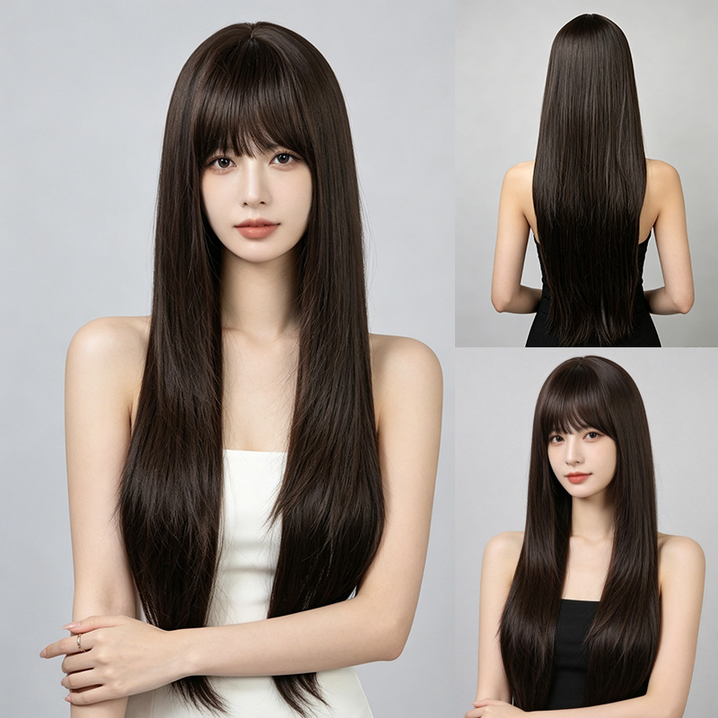 Длинный прямой парик с челкой, – обзор и цена Wig Fiber Net